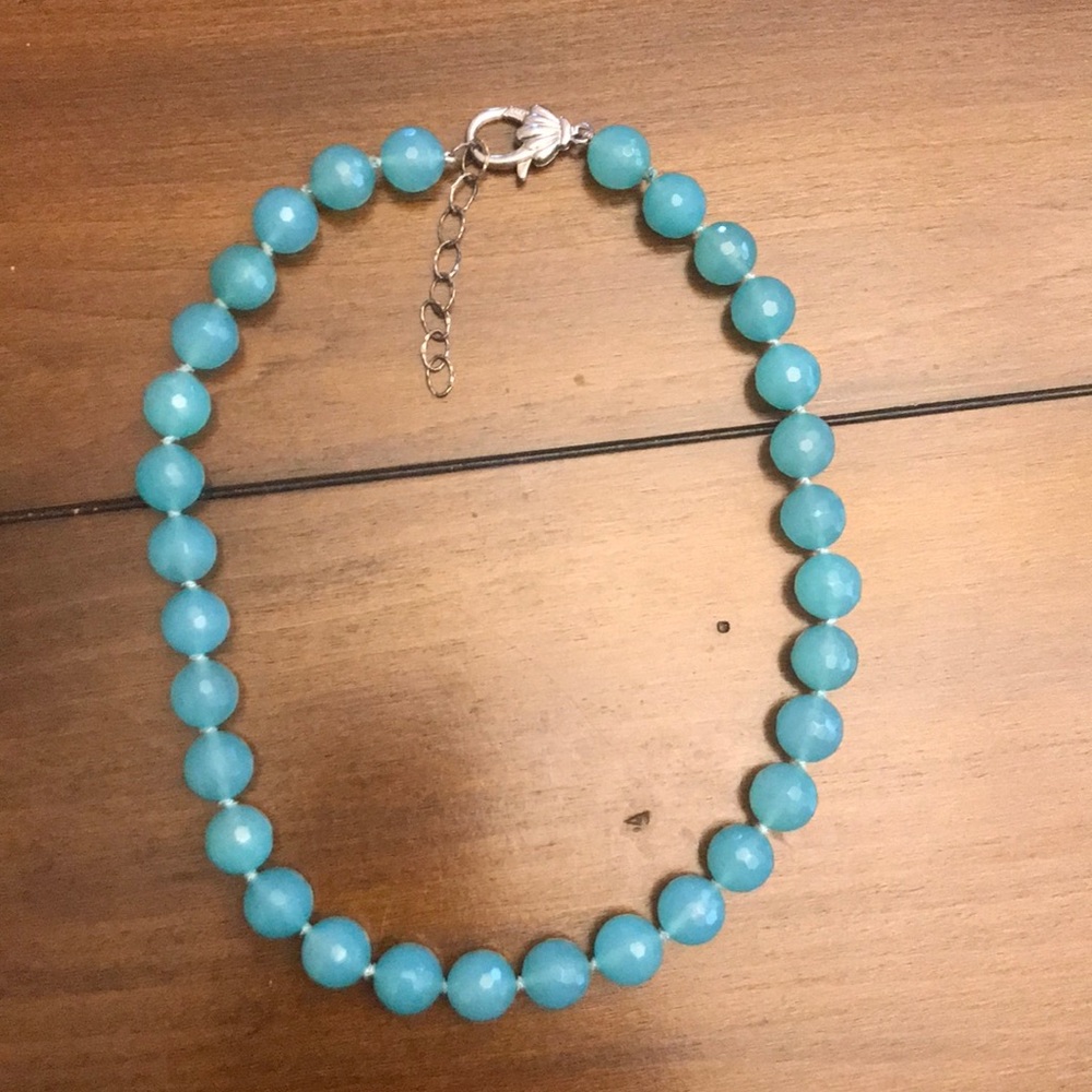 Blue Chalcedony necklace. 383 carats - Picture 3 of 7